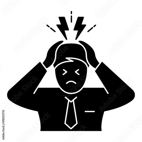 Anxiety Trigger Outline Icon with Overwhelmed Person