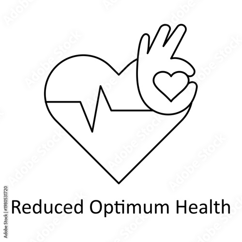 Health Risk Outline Icon with Decreased Physical Condition