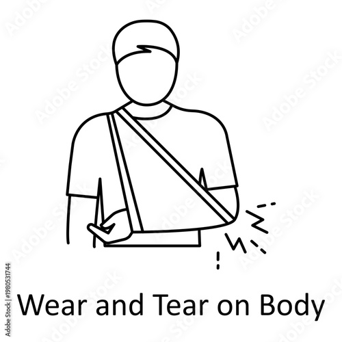 Muscle Fatigue Outline Icon with Injury Symbol