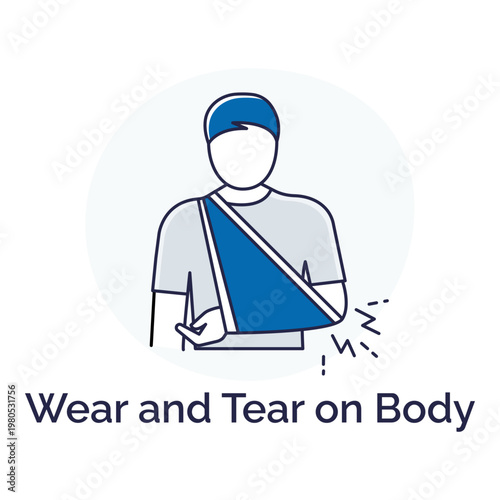 Physical Damage Outline Icon with Pain and Stress Effect