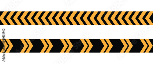 Caution yellow warning lines.  Hazardous warning tape sets must be careful for construction and crime. Caution lines isolated on white background. Warning tapes. Danger signs. Vector illustration.
