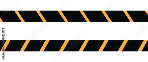 Caution yellow warning lines.  Hazardous warning tape sets must be careful for construction and crime. Caution lines isolated on white background. Warning tapes. Danger signs. Vector illustration.
