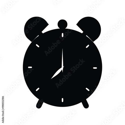 Black Alarm Clock with Bell Design Illustrating Time Management and Punctuality