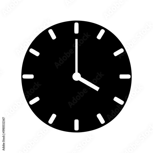 Simple graphic illustration of a clock face showing the time four o'clock