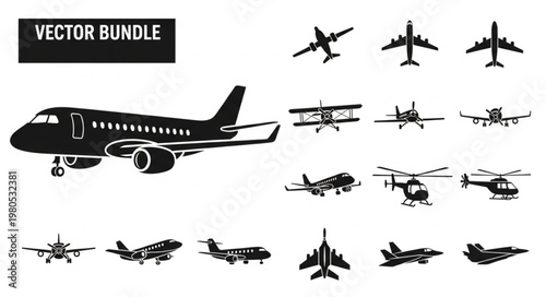 Collection of various aircraft silhouettes for design projects.