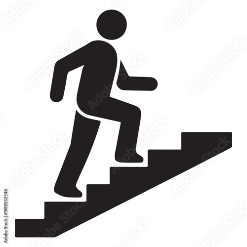 Walking up the stairs or staircase icon vector silhouette 