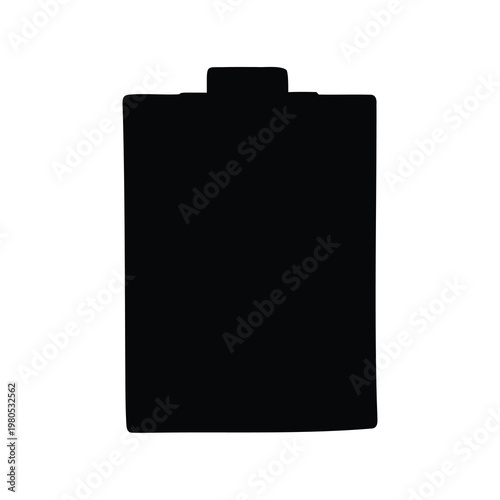 Silhouette of a clipboard with a clip, simple and minimalist design