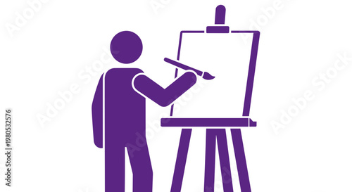 Man painting on white canvas.