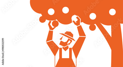 Man picking apples from tree.