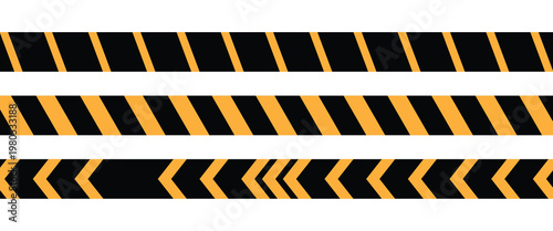 Safety stripe warning caution hazard danger road vector sign symbol.  Long danger ribbon.  Vector illustration on white backdrop. EPS10.

