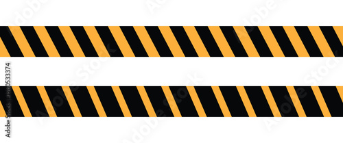 Safety stripe warning caution hazard danger road vector sign symbol.  Long danger ribbon.  Vector illustration on white backdrop. EPS10.
