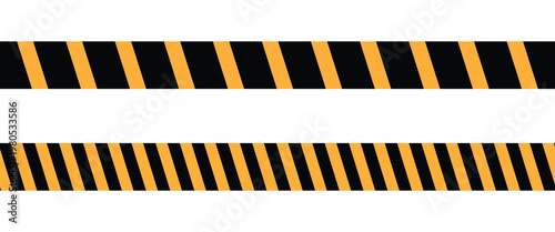 Warning tapes with yellow and black stripes. Crime scene or danger zone.  Police crossed ribbon. Seamless caution.  Barricade construction tape. EPS10.