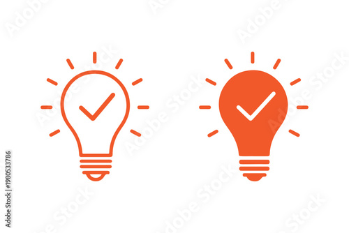 Light bulb icon set showing idea and inspiration concepts. Creative thinking, innovation and solution symbols. Energy and insight pictograms for business concepts, brainstorming and startup visuals.