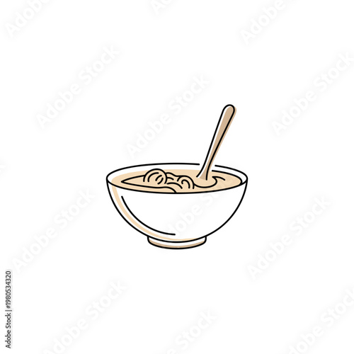 Cereal bowl with spoon filled with oats on white background