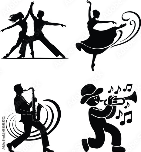 World dance day silhouette vector