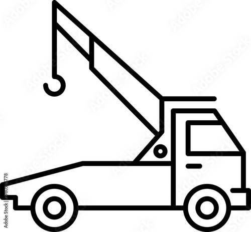 Tow Truck with Crane Line Art Icon