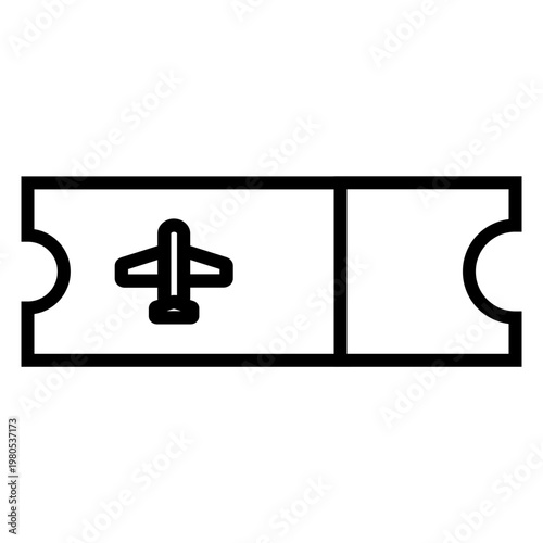 Minimalist flight ticket vector icon for airline booking system design