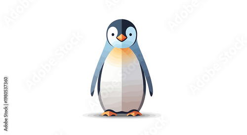 Cute cartoon penguin illustration, a playful and adorable arctic bird with a clean, modern design suitable for various digital and print applications