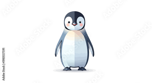 Adorable cartoon penguin illustration with a friendly expression, perfect for winter themes and children's designs