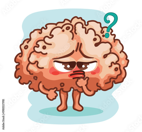Dementia and Memory Loss Cartoon Brain Illustration