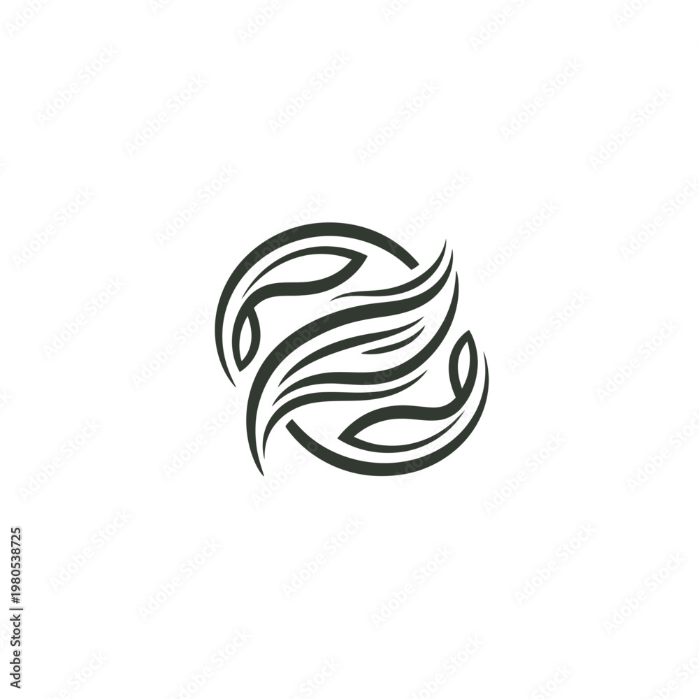 Obraz premium A stylized leaf and wave logo design.