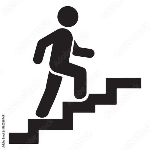 Walking up the stairs or staircase icon vector silhouette 