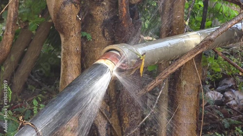 Water Leakage from Pipe Joint in Rural Area – Irrigation System 4K Footage