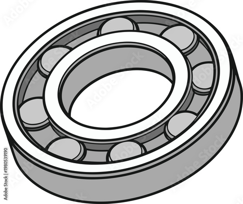 Bearing Mechanical Engineering Illustration Design. Ball Bearing Industrial Component Design. Metal Bearing Machine Part Illustration. Bearing Machinery Component Design Illustration. Engineering Bear