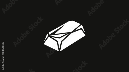 Abstract Geometric Gold Bar Icon on Black