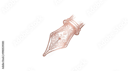 Elegant Rose Gold Fountain Pen Nib Detail