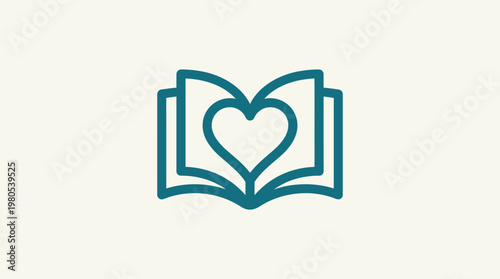 Heart Shape Symbol Within Open Book Design