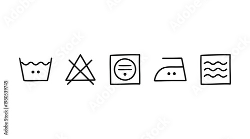 Laundry Care Symbols in Simple Black and White