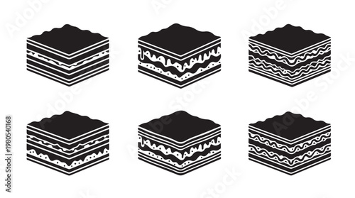 Layered Dessert Slices with Sweet Fillings in Minimalist Silhouette Style