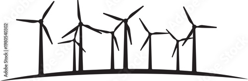 Wind turbines on a hill landscape