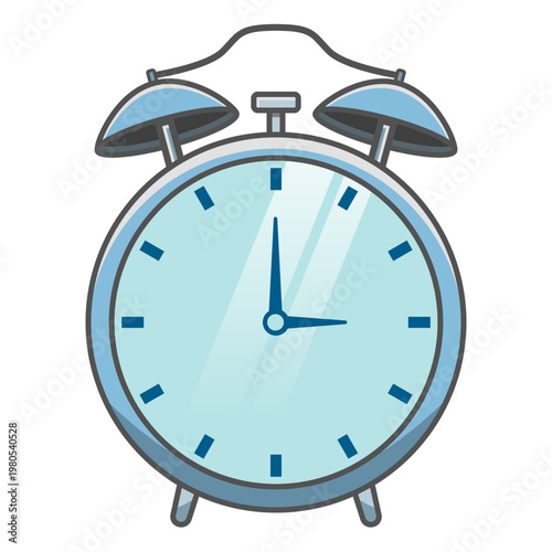 Retro Analog Alarm Clock Vector Illustration in Flat Style