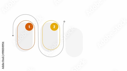 animated video of business infographics light grey rectangle shape with multi color label 4, 5 and 6 steps  for workflow, presentation, 4k animation