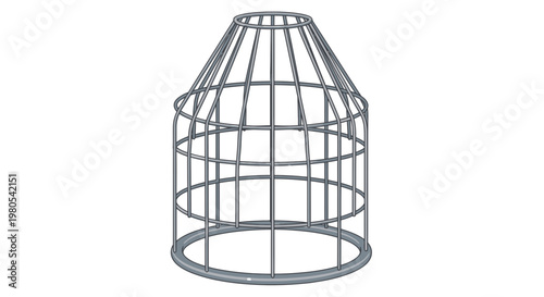 Metal Protective Cage Structure Isolated on White Background