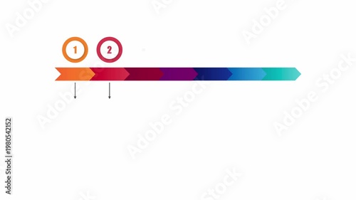 animated video of business infographics multi color arrow shape with   label 7 and 9 steps  for workflow, presentation, 4k animation