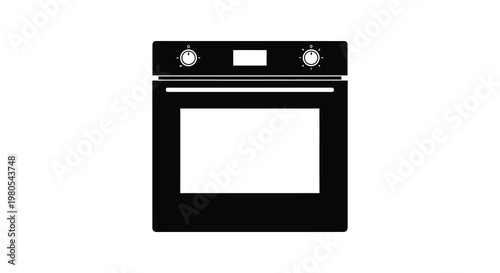 Black oven appliance with control knobs and visible interior a silhouette