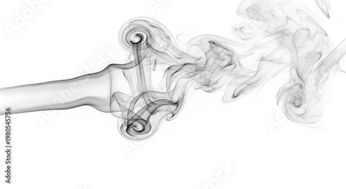 Smoke swirls emerge from a tube in a dark environment.