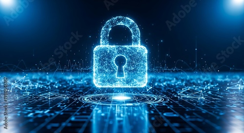 A blue lock on a futuristic background