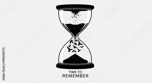 Photos Hourglass Illustration with Birds Transforming from Sand Concept.