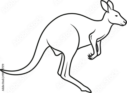 Leaping kangaroo line art a simple illustration of australian wildlife
