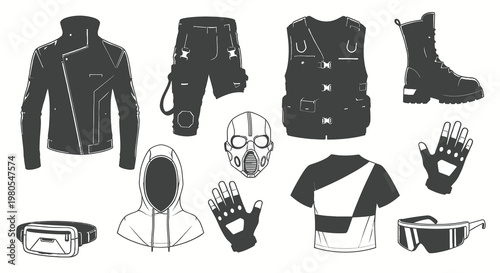 Traditional Muslim Men Clothing and Accessories Vector Set