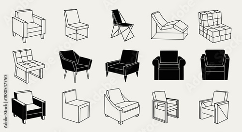 Modern Armchair and Seating Furniture Design Icons