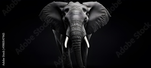 Full-body black and white elephant,generative AI