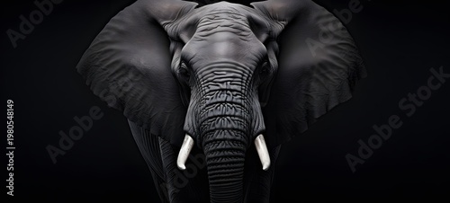Full-body black and white elephant,generative AI
