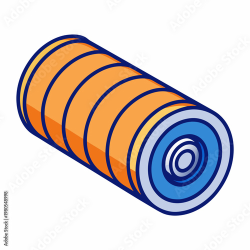 A vibrant orange and blue cylindrical battery icon representing a crucial energy source