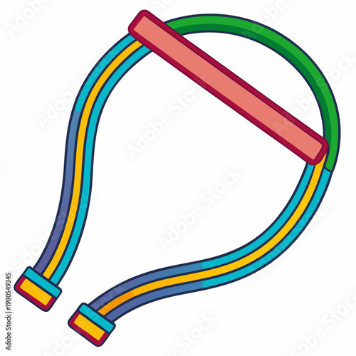 Vibrant u-lock design featuring a colorful strap and a contrasting red bar