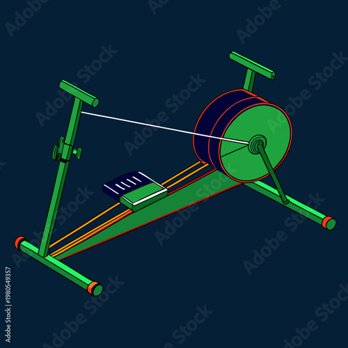 Vibrant green exercise machine illustration for fitness and indoor workout routines